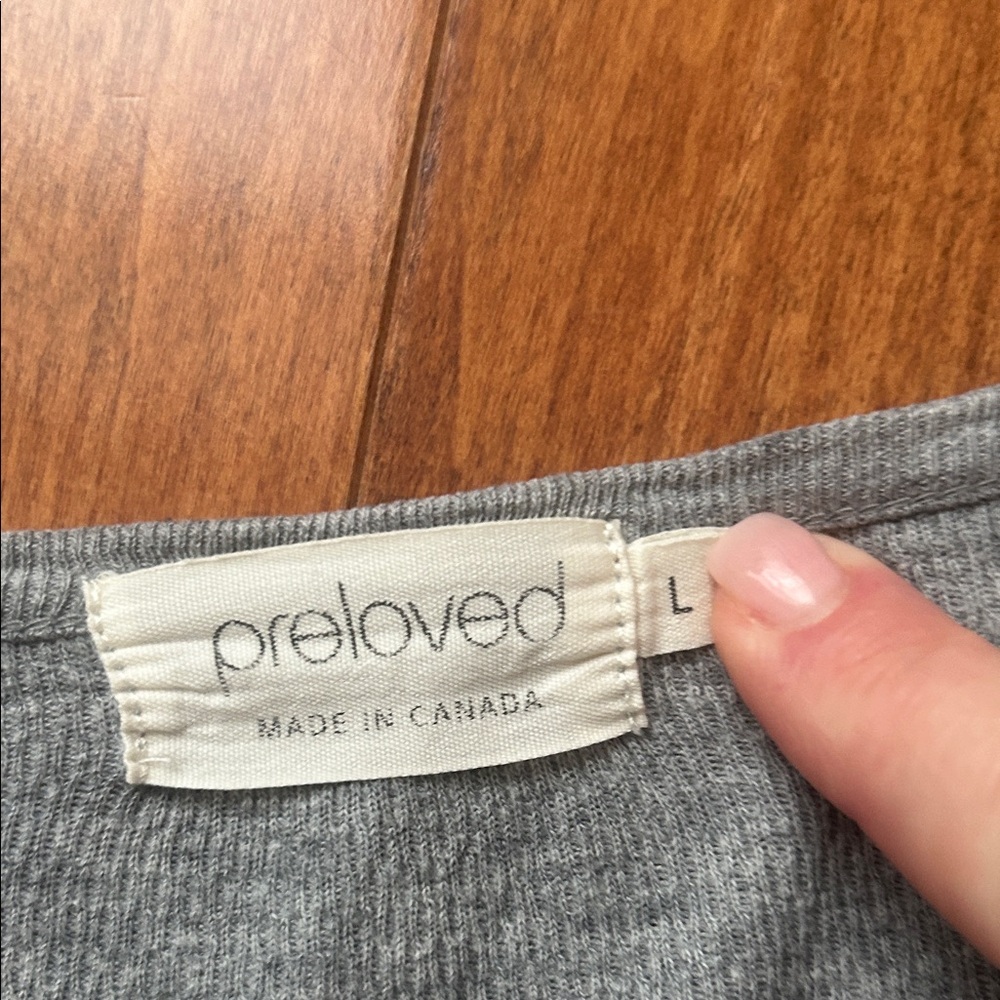 Gray Long Sleeve Top with Heart Patch - Picture 2 of 3